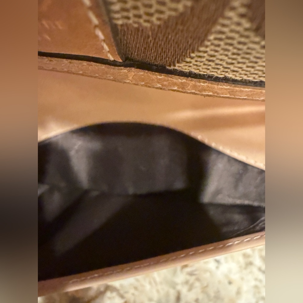 Coach Signature Jacquard brown canvas on natural leather continental - Picture 8 of 14